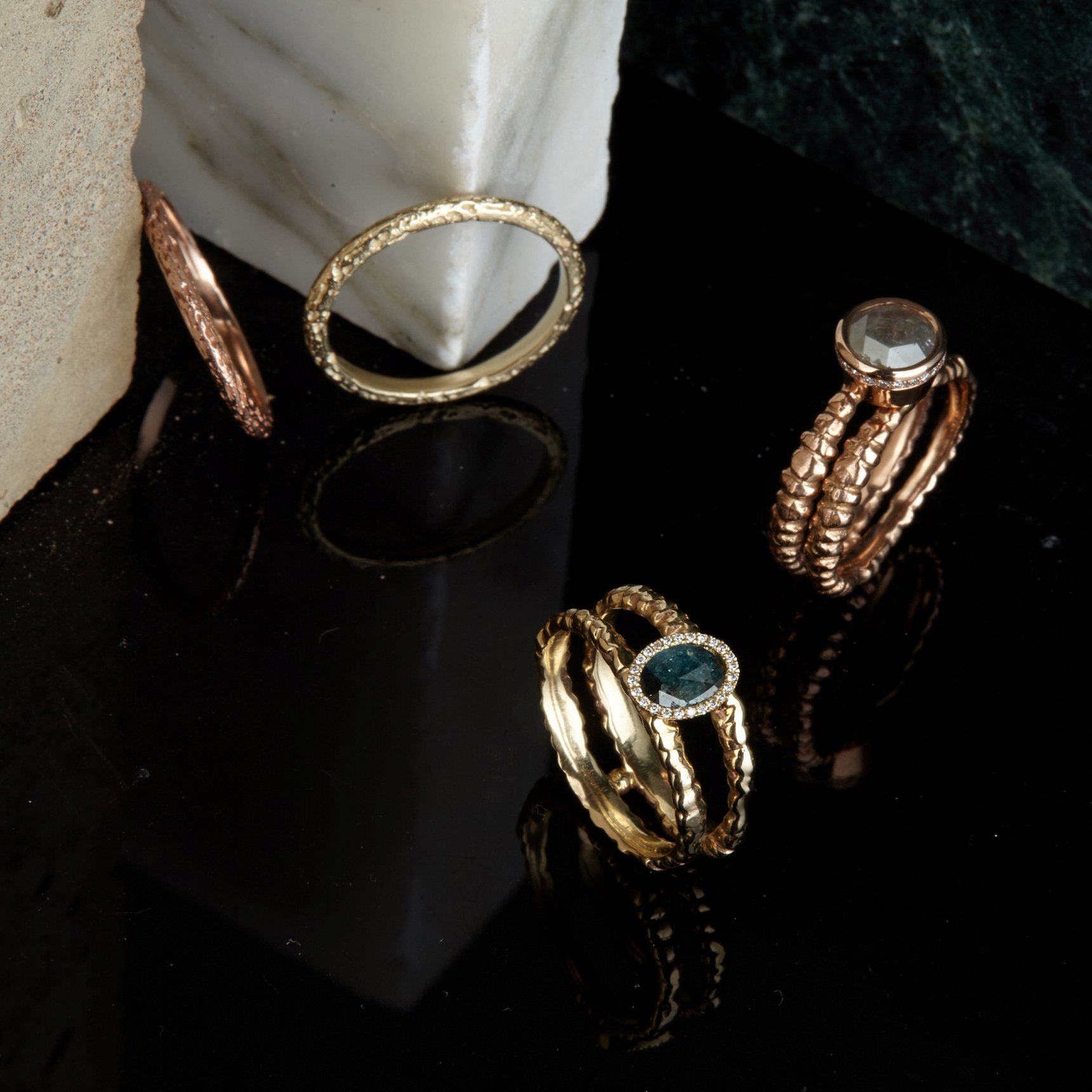 Stone Studded Rose Gold Ring Jewellery